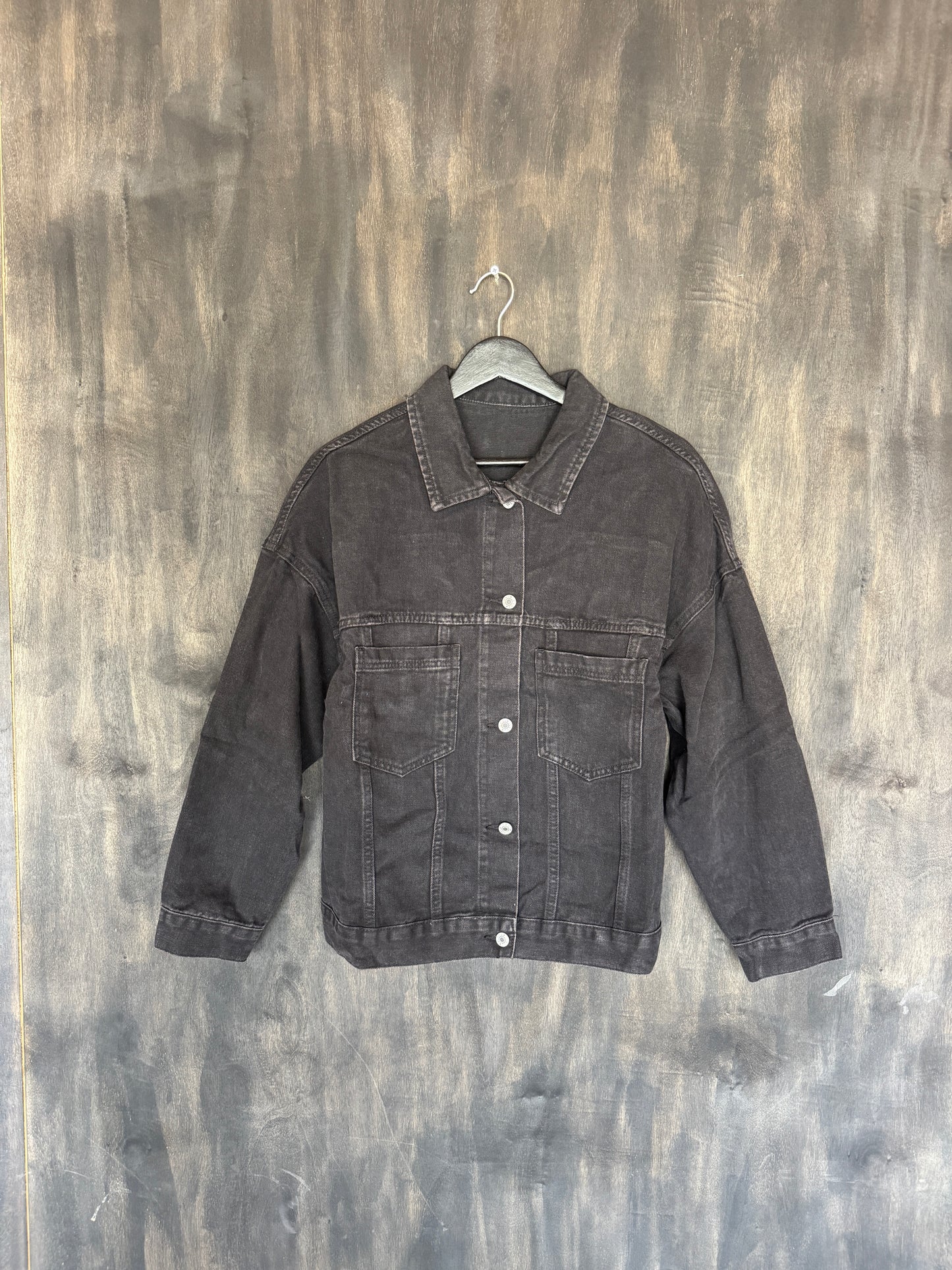 oversized black denim jacket