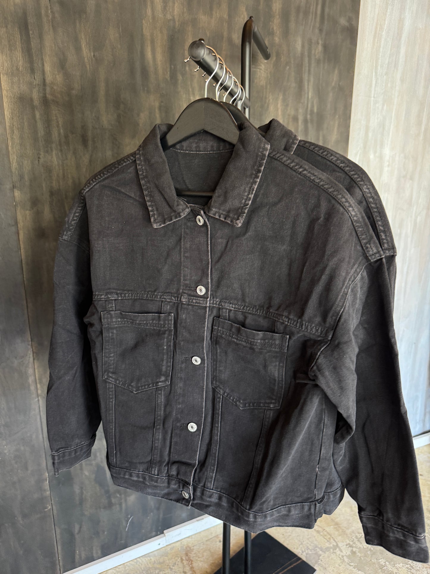oversized black denim jacket