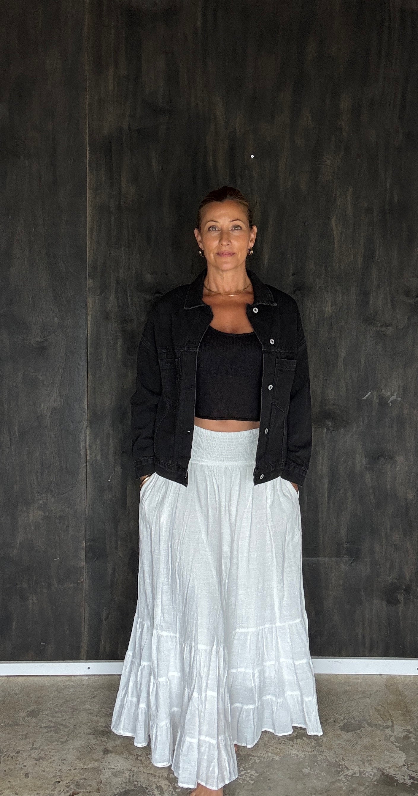 oversized black denim jacket