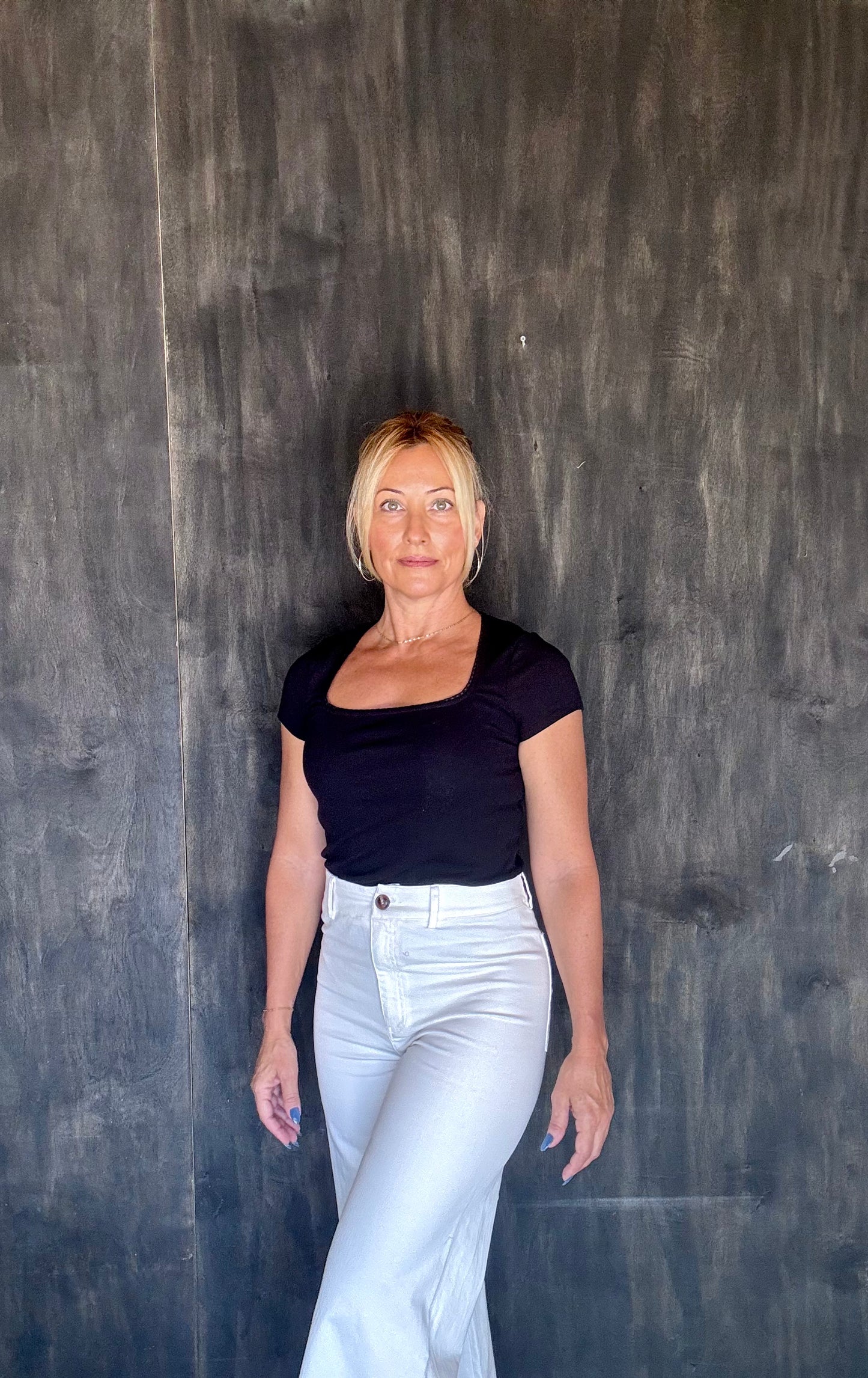 white straight leg pant