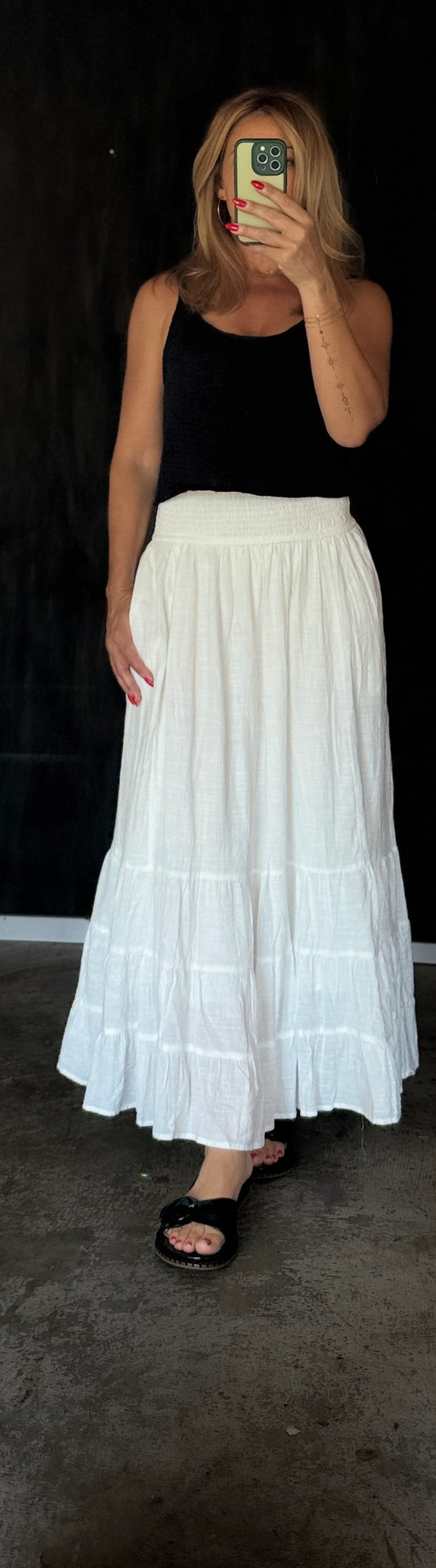 smock waist ruffle skirt