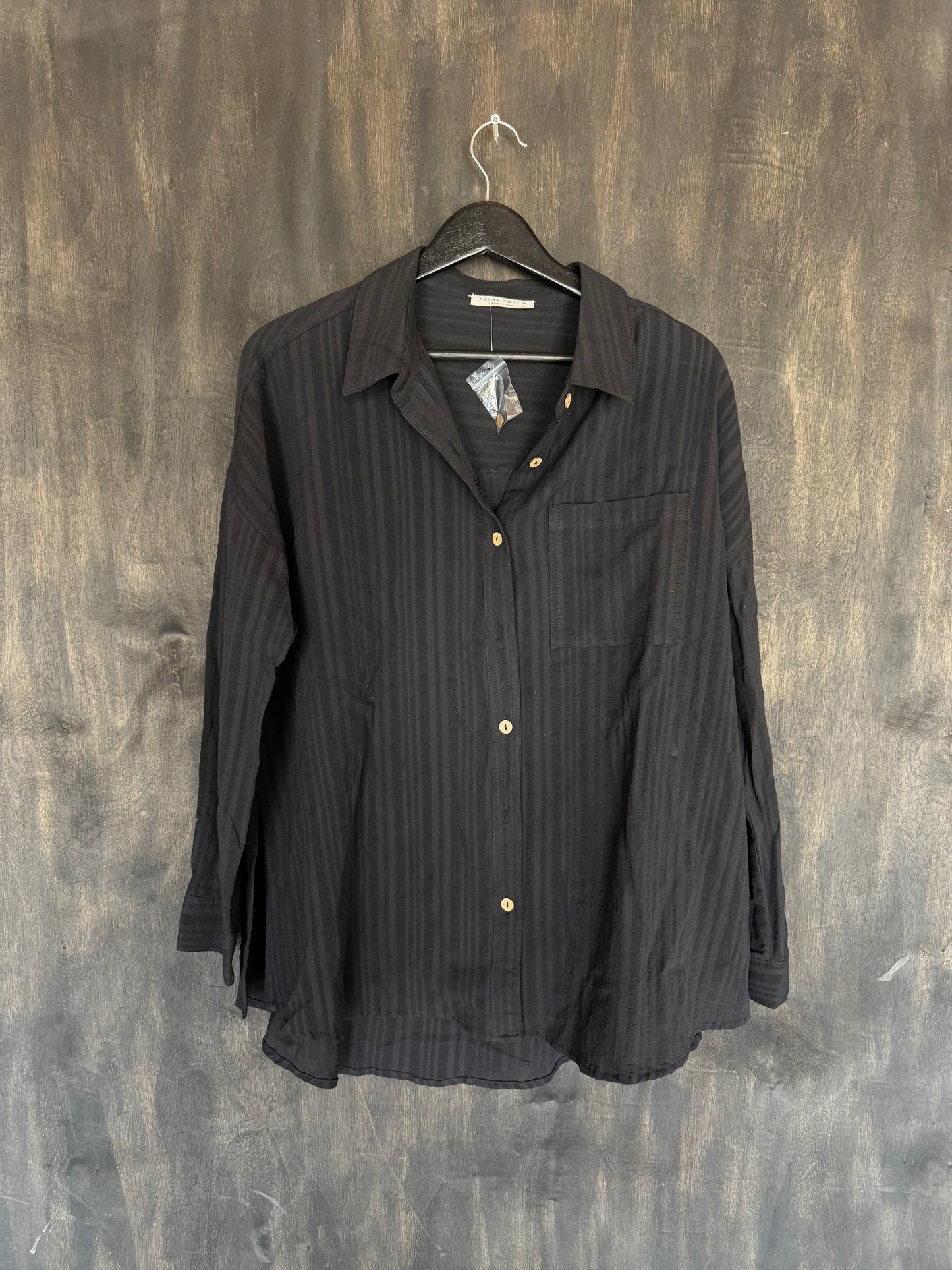 oversized black button down tunic