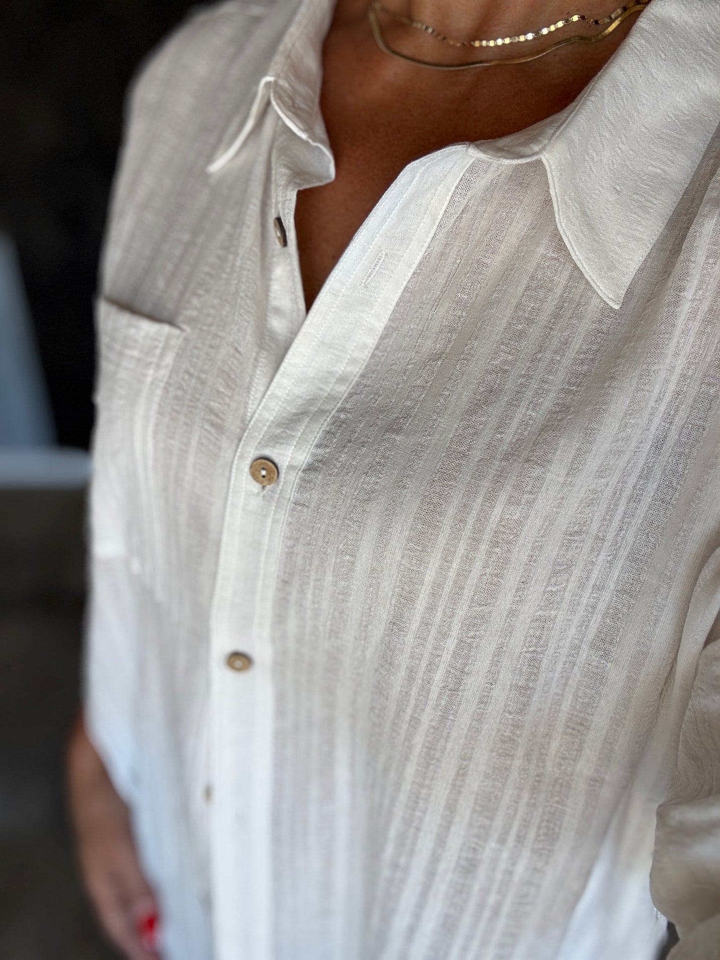 oversized white button down tunic